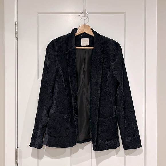 Silence and Noise Urban Outfitters Velour Textured Blazer Dark Navy Size Small S - Picture 1 of 2